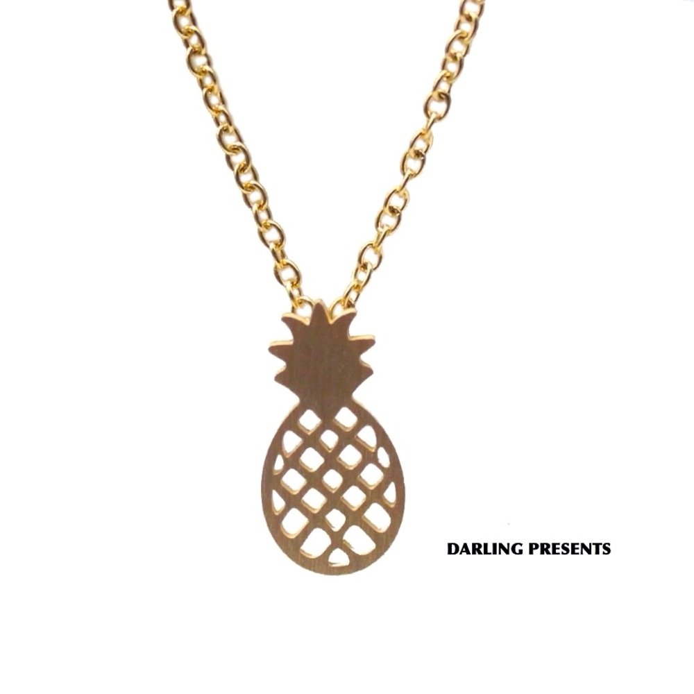 Etched Pineapple Necklace Women Color Gold